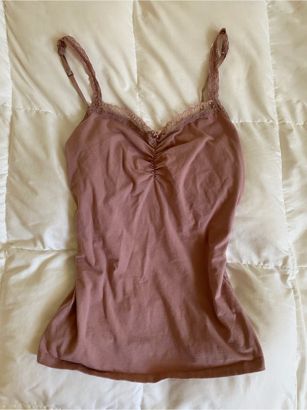 Mauve Lace-Trim Camisole Tank Top